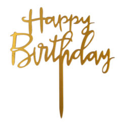 Happy Birthday - plexiglass topper - μικρό - χρυσό - 2