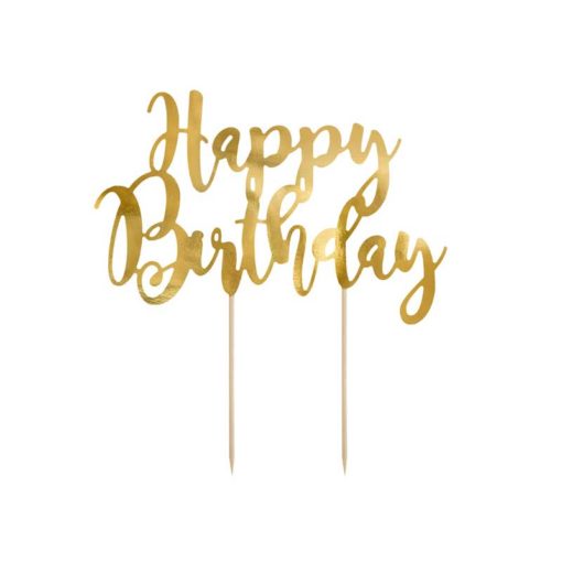 Happy Birthday - χάρτινο διακοσμητικό τούρτας χρυσό